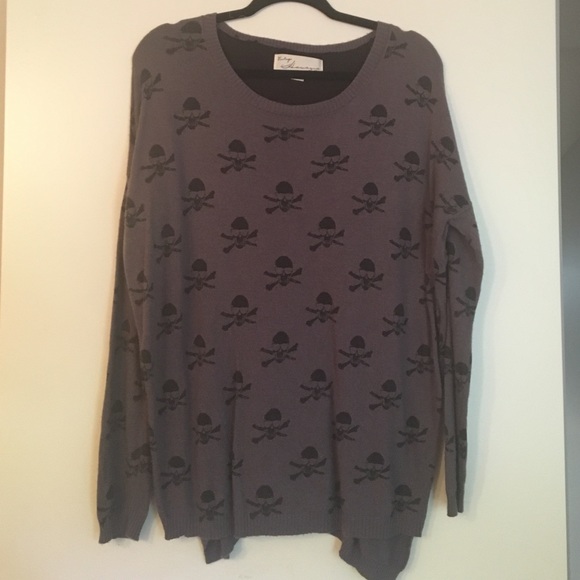 Skull oversized sweater with leather detailing