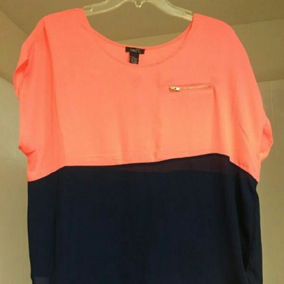 Rue21 Tops - Neon & Navy Blue Blouse