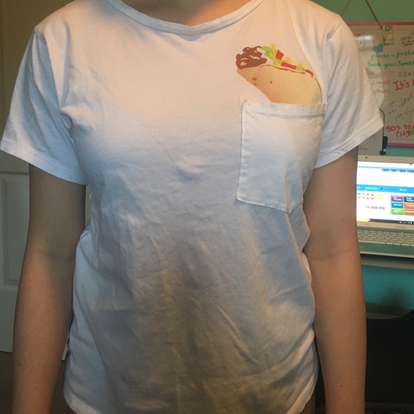 Small, white, taco shirt