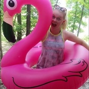Giant pink flamingo pool float