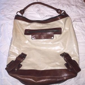 Cream leather and brown purse