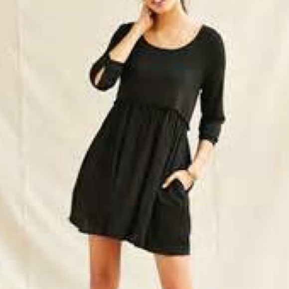 Urban renewal Babydoll black dress midi sleeves
