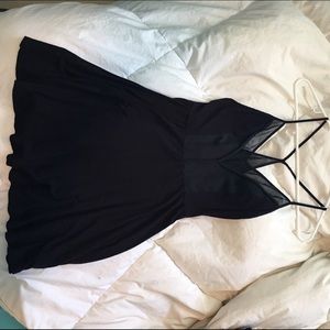 UO black dress w/ polka dot mesh details