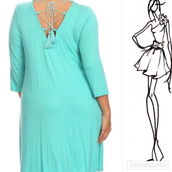 Sale!🔥🔥HP!🎉🎉Diva Plus Aqua Dress w/Tassels - Picture 2 of 3