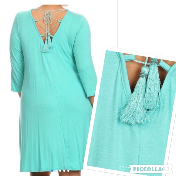 Sale!🔥🔥HP!🎉🎉Diva Plus Aqua Dress w/Tassels - Picture 3 of 3