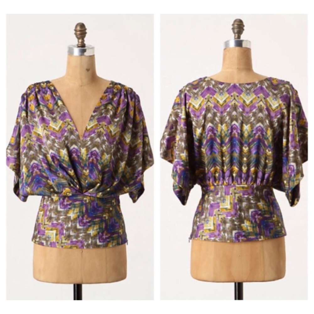Anthropologie Fei Geo Boho Abstract batwing Blouse