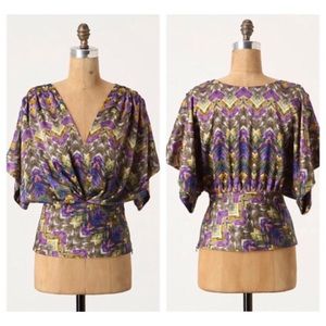 Anthropologie Fei Geo Boho Abstract batwing Blouse