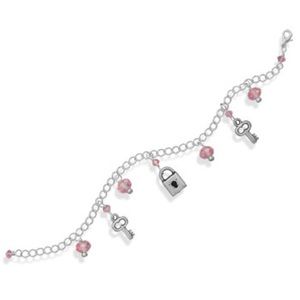 Silver lock and key charm bracelet