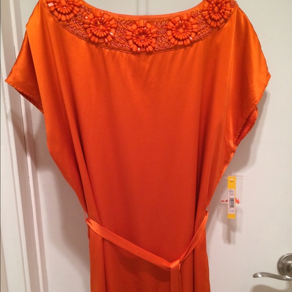 Beautiful silky dress with accent collar - Picture 2 of 4