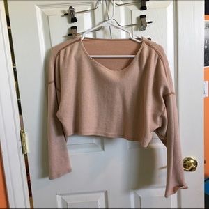 AA reversible herringbone crop sweater