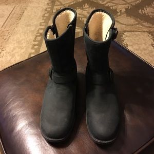 UGG Boots black leather biker style 9.5