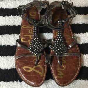 Sam Edelman Ginger Sandal in pewter snake