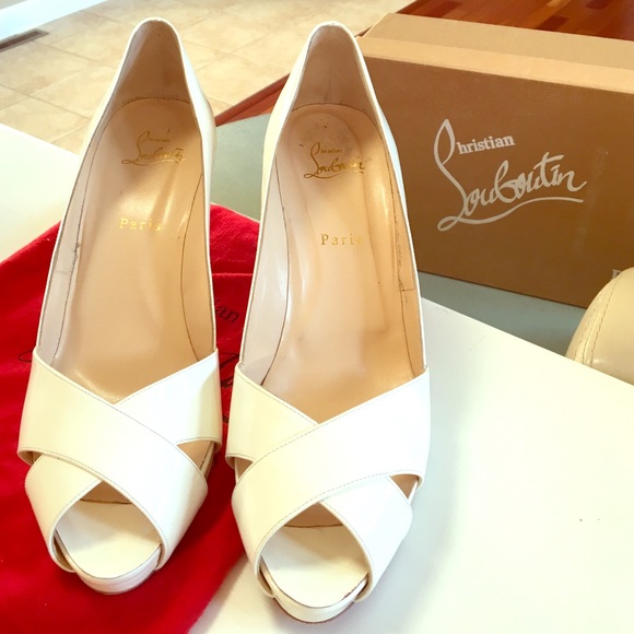 Christian Louboutin Shelley 90 MM White Platforms