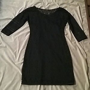 Express fitted dress black w/lace overlay Small