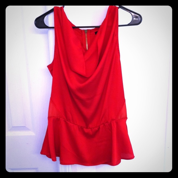 ❤️Ruby Red Sleeveless Sheer Blouse❤️