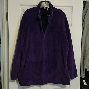 Lands' End purple fuzzy fleece jacket