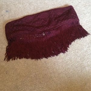 Maroon fringe bandeau
