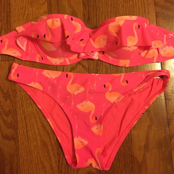 Hot Pink Flamingo Aerie Swimsuit Set