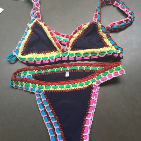 Blue crochet bikini