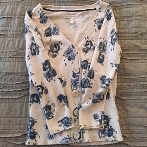 Rose Print V-neck Cardigan