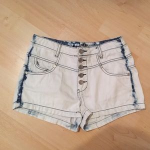 Acid wash high waisted shorts
