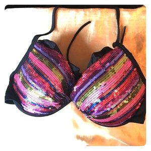 Colorful sequin bikini top