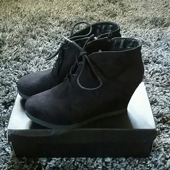 Black Ankle Wedge Boots