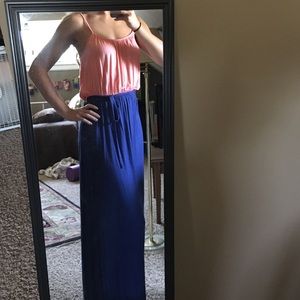 Pink and navy blue maxi dress by Pink Rose