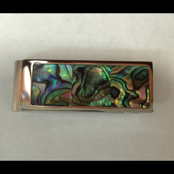 Silver plated abalone money clip