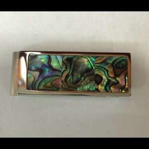 Silver plated abalone money clip