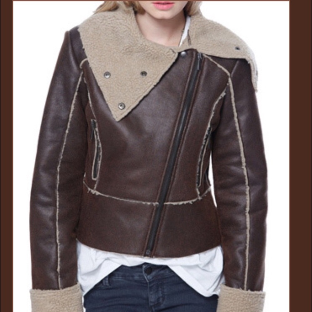 Forever 21 faux leather/shearling coat