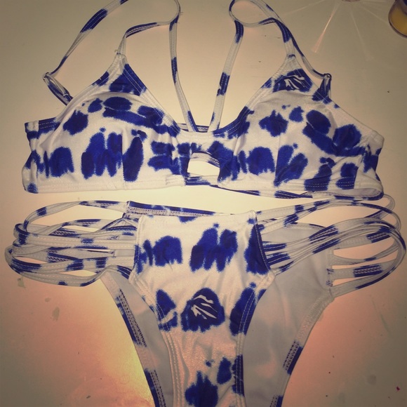 Tie Dye Print Spaghetti Strap Bikini Set