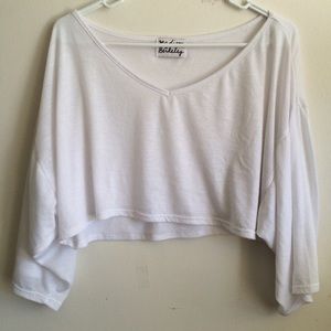 White sleeved crop top