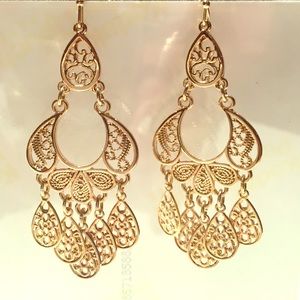Gold drop chandelier earrings