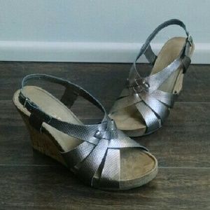 Aerosoles Bronze Cork Wedge Sandals