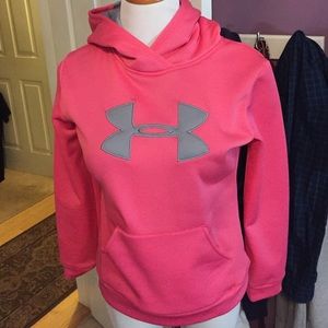 Pink and grey under armor sweatshirt