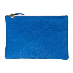 Clare V Blue Pebble Flat Clutch