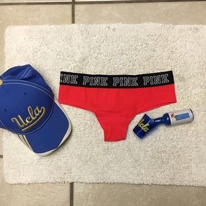 NWT PINK by VS Red cheekster panties.  Size S