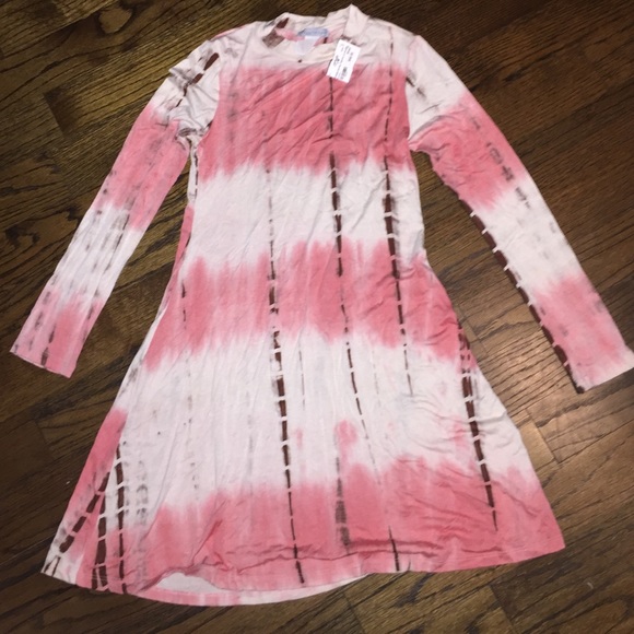 Pink brown and cream dress