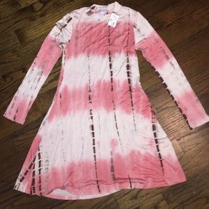 Pink brown and cream dress