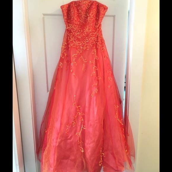 Orange sequin prom dress