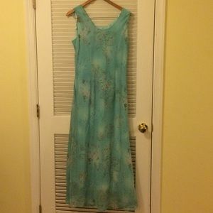 Aqua Maxi designed dress with light jacket