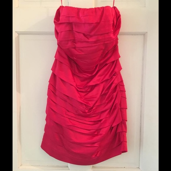 Red strapless Express dress
