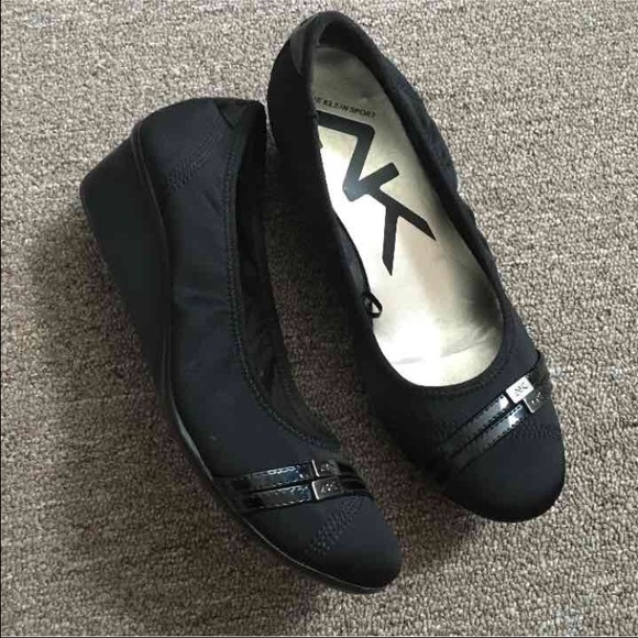 Anne Klein Black Wedge Flats