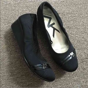 Anne Klein Black Wedge Flats