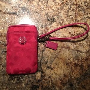 Pink coach wristlet
