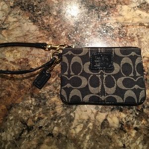 Denim coach wristlet