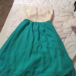 Ivory and teal dress