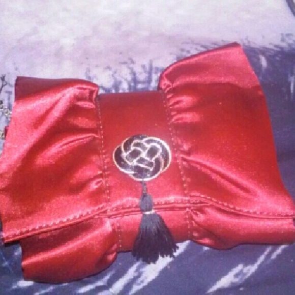 white house black market red satin clutch