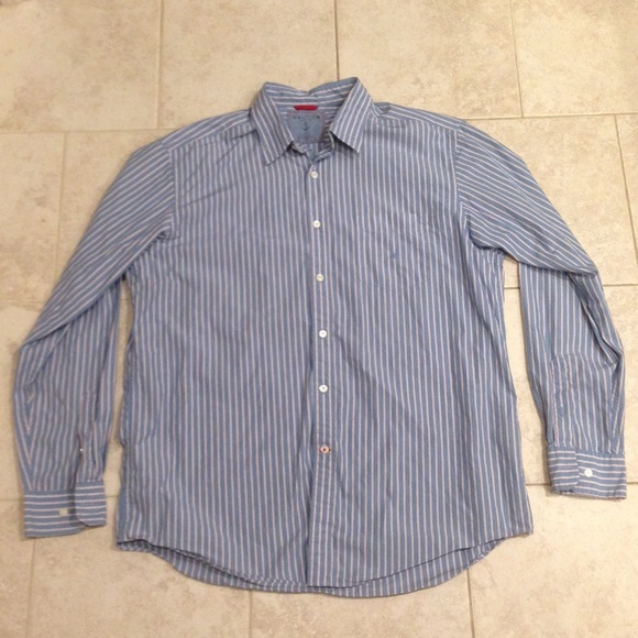 Men's Nautica Button Up Dress Shirt Lg